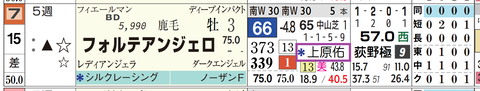 フォルテアンジェロ(2頭出し以上は「*」で表示)