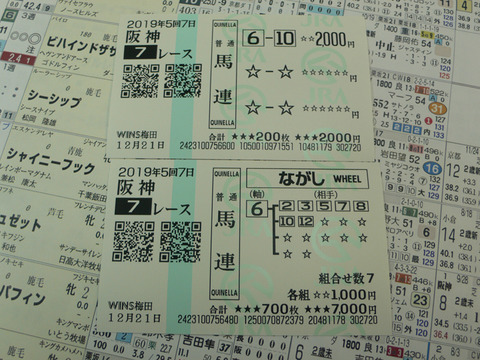 【馬券】5回阪神7日7