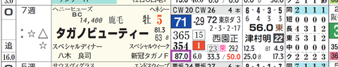 タガノビューティー（「上がり３位内率」）