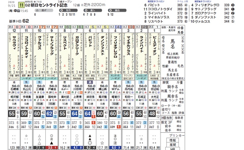 セントライト記念のタテ