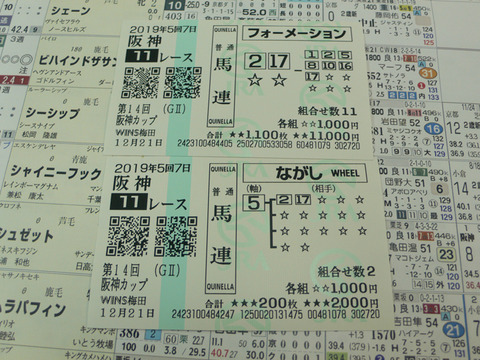 【馬券】5回阪神7日11