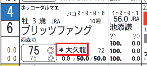 ブリッツファング（２頭出し以上は「＊」で表示）