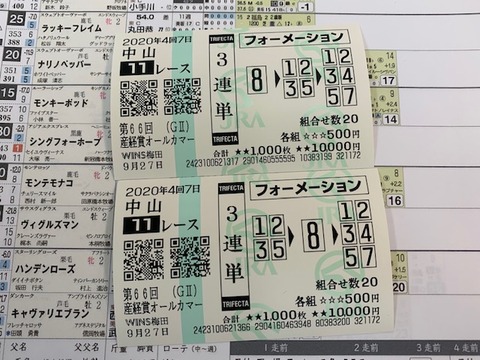オールカマーの馬券