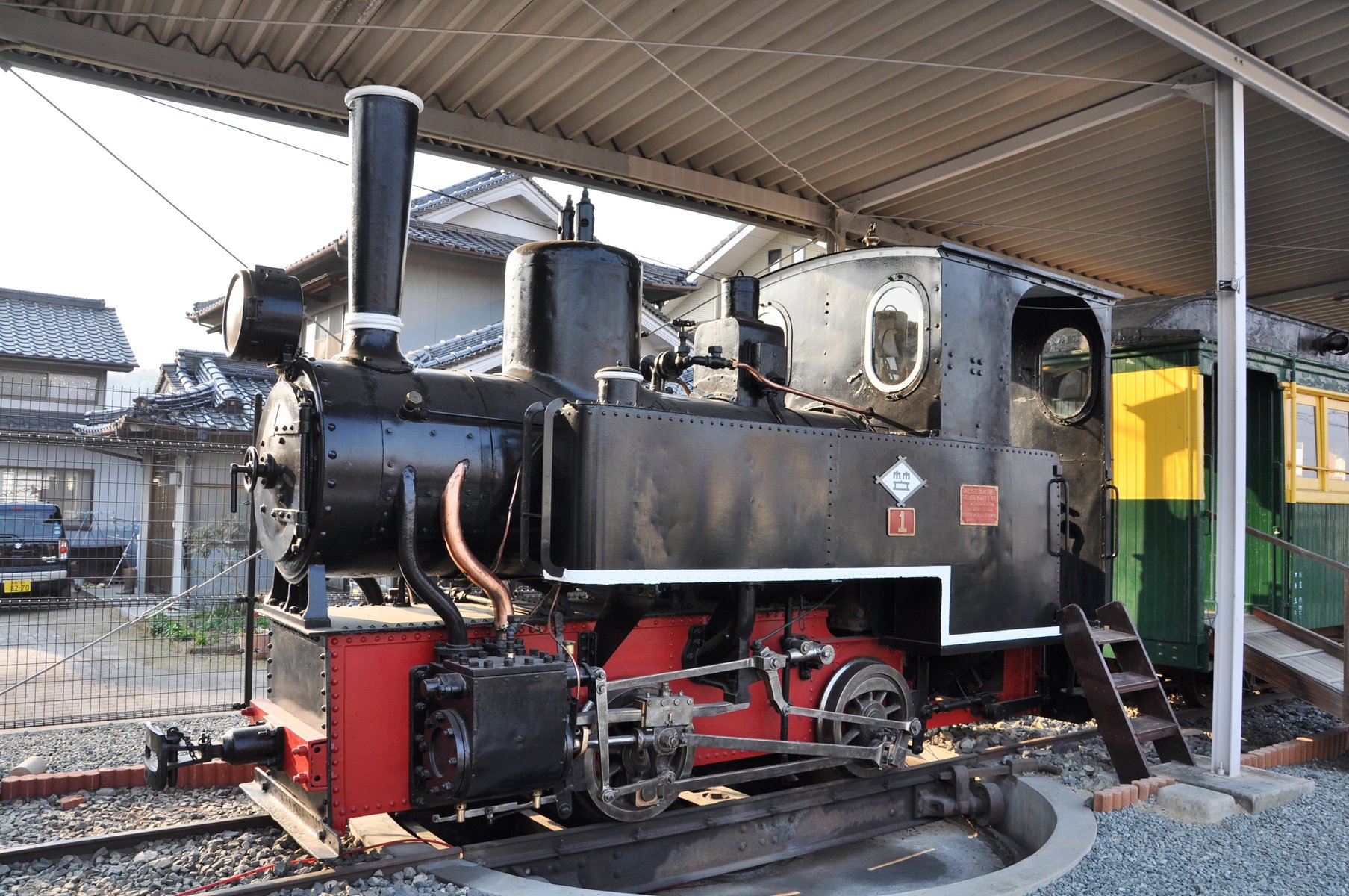 鉄道グッズ　昭和46年廃線　岡山県　井笠鉄道　コッペル社製蒸気機関車　銘板 あしおトロッコ館(古河足尾歴史館野外)に蒸気機関車コッペル7