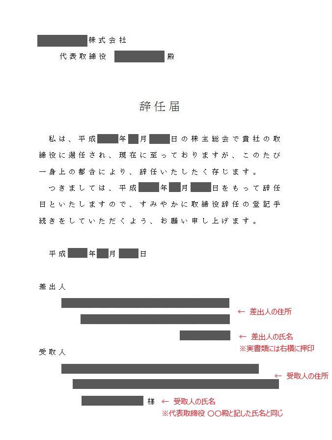 辞任届を内容証明郵便で 雑多