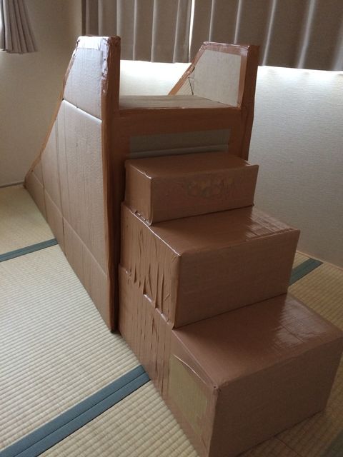 段ボール滑り台 完成 On The Line ﾊﾝﾄﾞﾒｲﾄﾞの日々