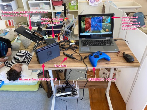 視線入力でNintendoSwitchを操作するための機器構成例