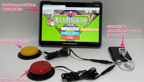 iPadのChromeで起動した誰でも野球盤3Dの試用