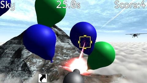 風船割りゲーム画面