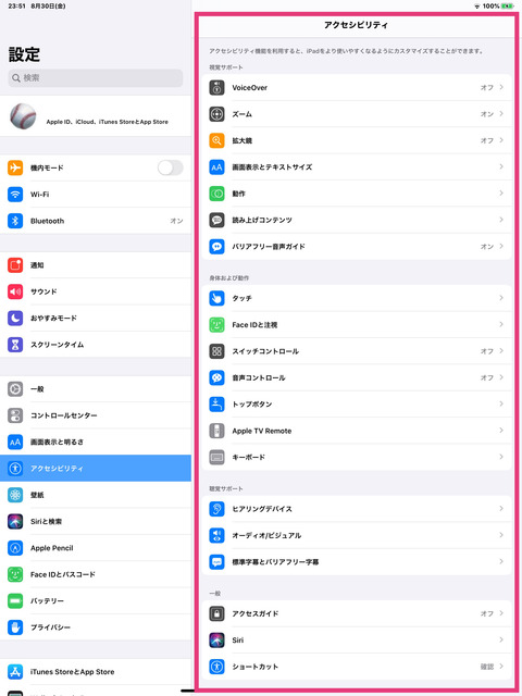 iPadOS13のアクセシビリティ