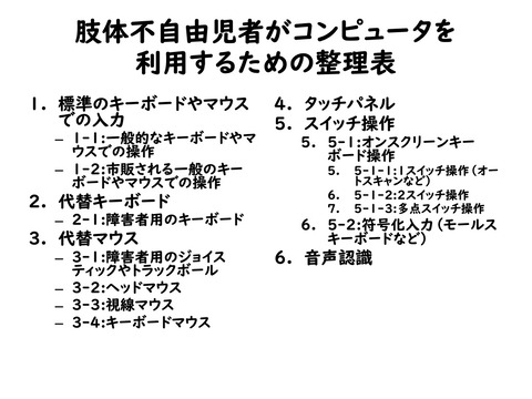 金森さんの資料04肢体不自由児者がコンピュータを利用するための整理表