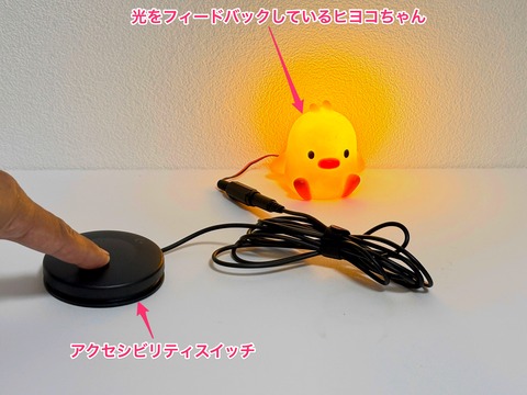 アクセシビリティスイッチで光らせているヒヨコちゃん１