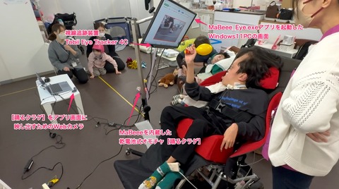 MaBeeeを内蔵した乾電池式オモチャを視線入力で動かすAくん