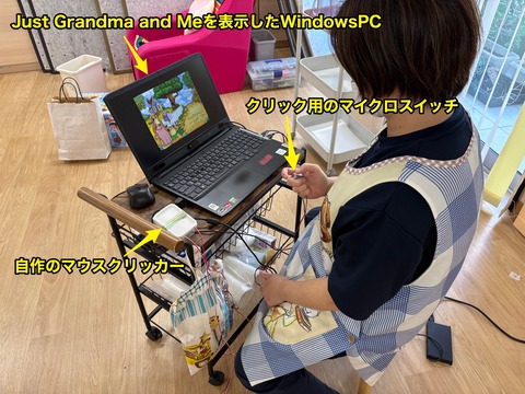 視線入力とアクセシビリティスイッチ入力を併用してJust Grandma and Meで遊ぶOさん