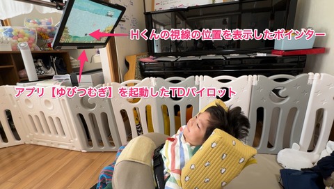 ゆびつむぎに視線で入力