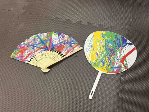 視線入力アートで作った扇子と団扇