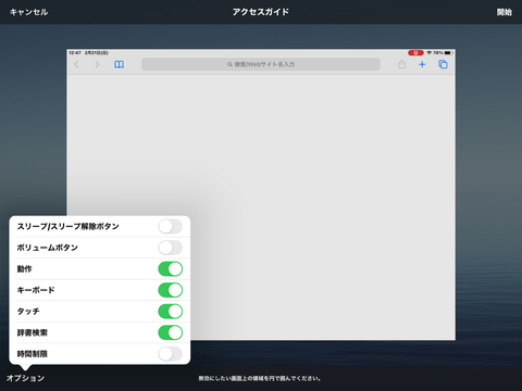 アクセスガイドのオプション