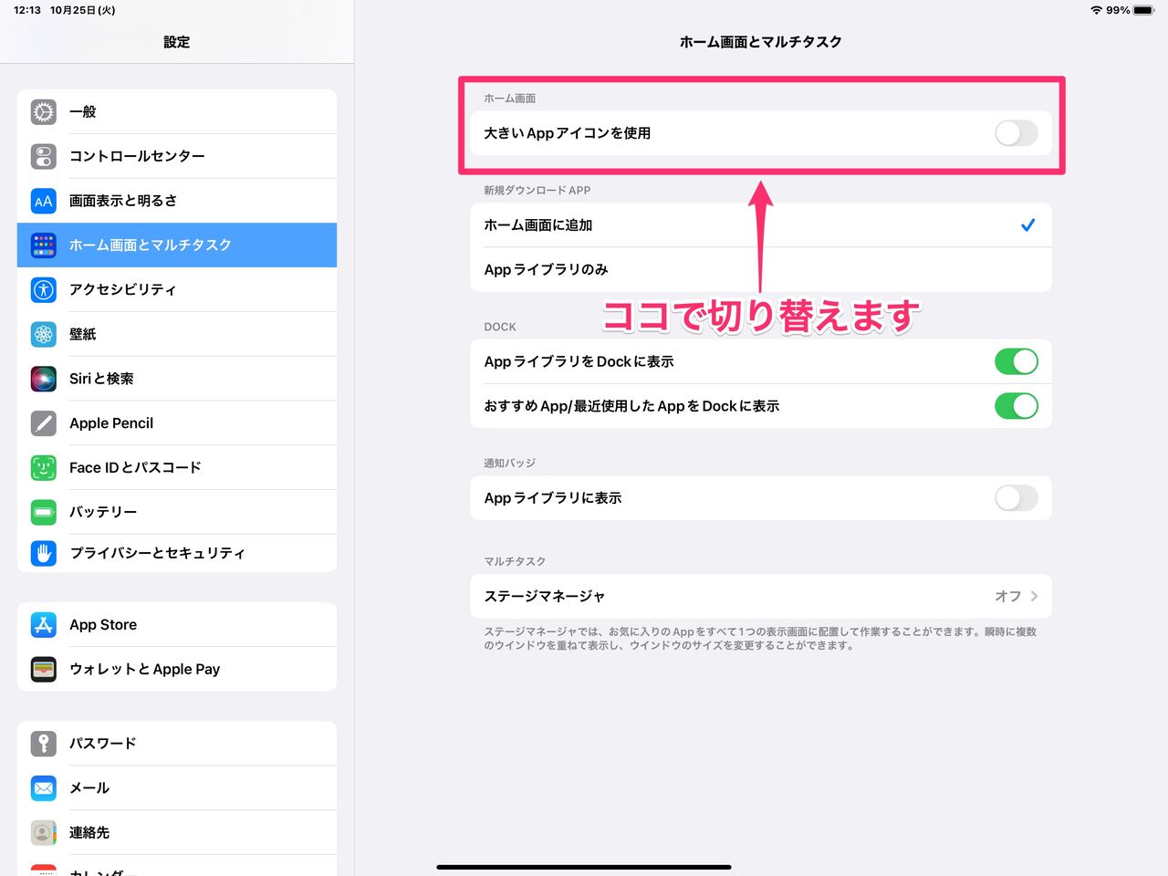 iPadOS16.1で気になった機能④〜アプリアイコンの大きさが変更できる 