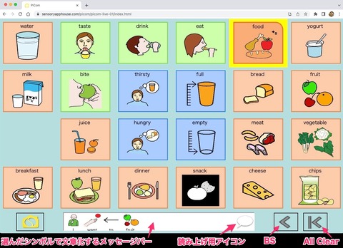 Web版Picomメッセージバー