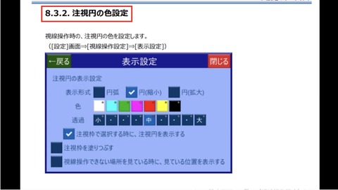 注視円の色設定画面