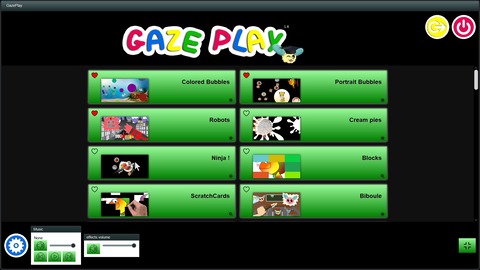 GazePlayのスタート画面