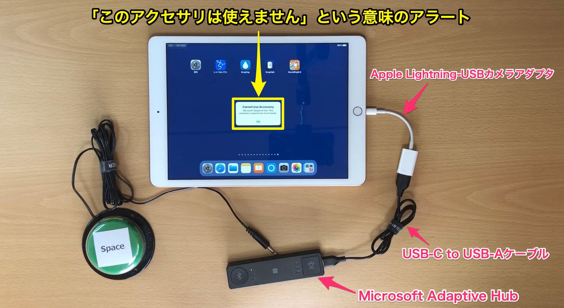 Microsoft Adaptive HubをホームボタンのあるiPadのスイッチ
