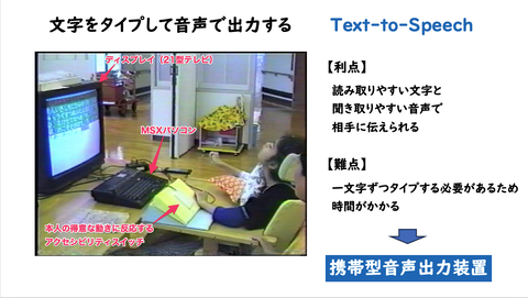 文字をチプして合成音声で出力する難点を解決する携帯型音声出力装置