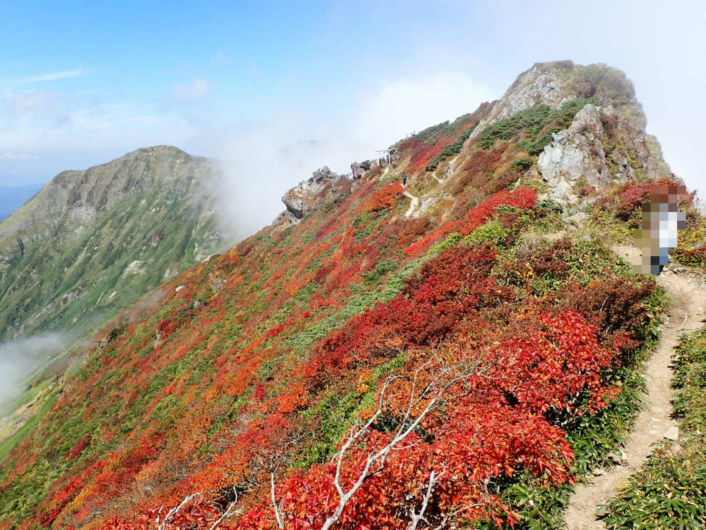 青い空 緑の尾根 赤い紅葉 西黒尾根から登る谷川岳その2 ぷち登山 青い空 緑の尾根 赤い紅葉 西黒尾根から登る谷川岳その2 ぷち登山