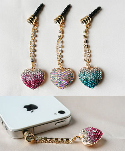 キラキラ揺れるぷっくりハートのスマホピアス