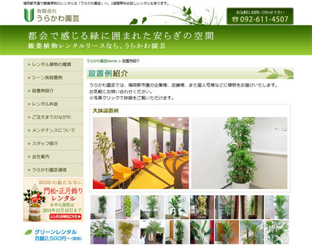 福岡都市圏の観葉植物レンタル「うらかわ園芸」様