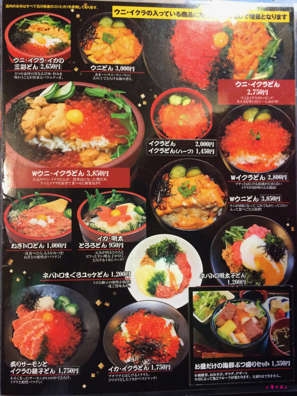 金沢 近江町市場 井ノ弥 の てんこ盛り海鮮丼 苺の友の関西食べあるき