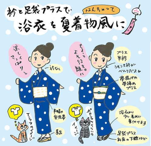 うそつき衿で浴衣を夏着物風に着こなそう！の巻～着物大好きコミックエッセイスト ほしわにこ連載コラム「オトナの着物生活」