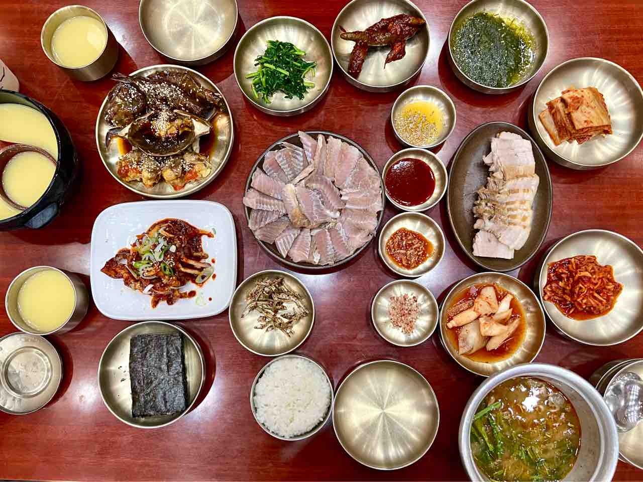 お膳⑧(松)⑅韓国 ホンオフェ（エイ刺身）・蟹・海老、やっぱりインドンジュマウルは最高