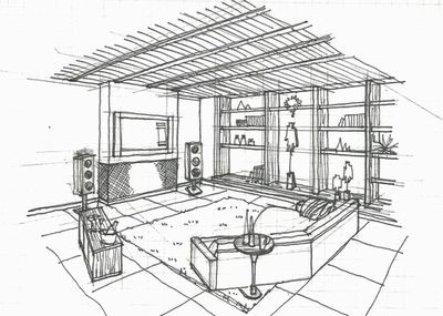第32日目 2点透視のグリッドシートを使って描いてみました ハナコのスケッチパース受講日記