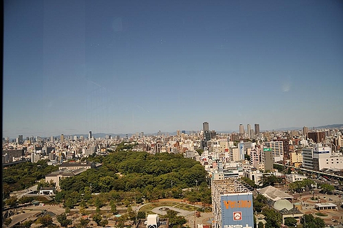 あべのルシアス１５階からの天王寺周辺の眺め
