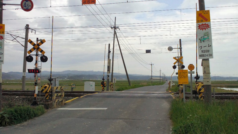 東北本線宮城の踏切119 谷地中踏切 仮想鉄道塗り絵道場