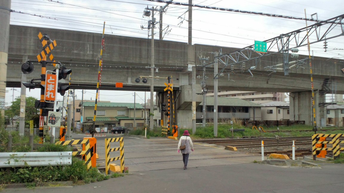 東北本線宮城の踏切81 倉庫前踏切 仮想鉄道塗り絵道場