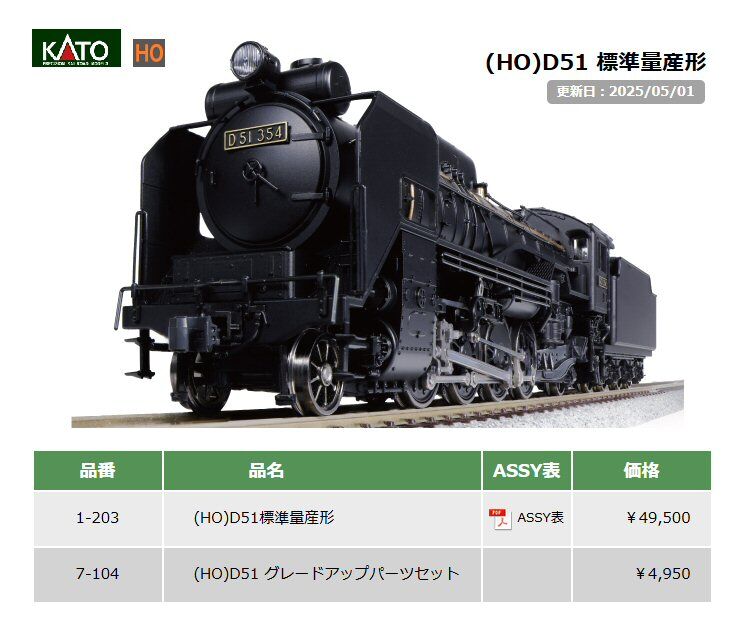 D51蒸気機関車(標準型)模型 KATO】D51形（標準形）2025年6月再生産 | モケイテツ