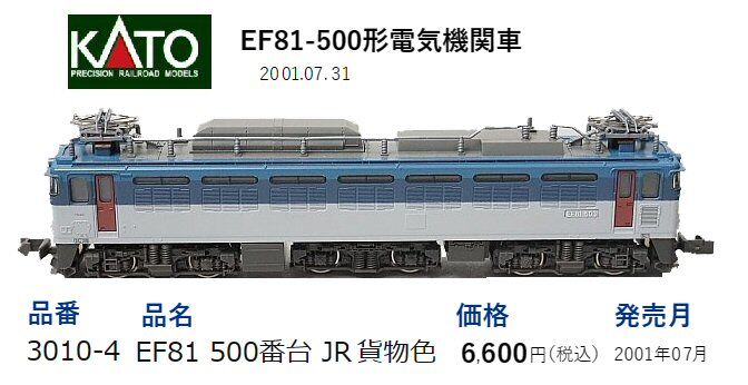 KATO製EF81-500JR貨物更新色 : 鉄道模型おもちゃ倶楽部