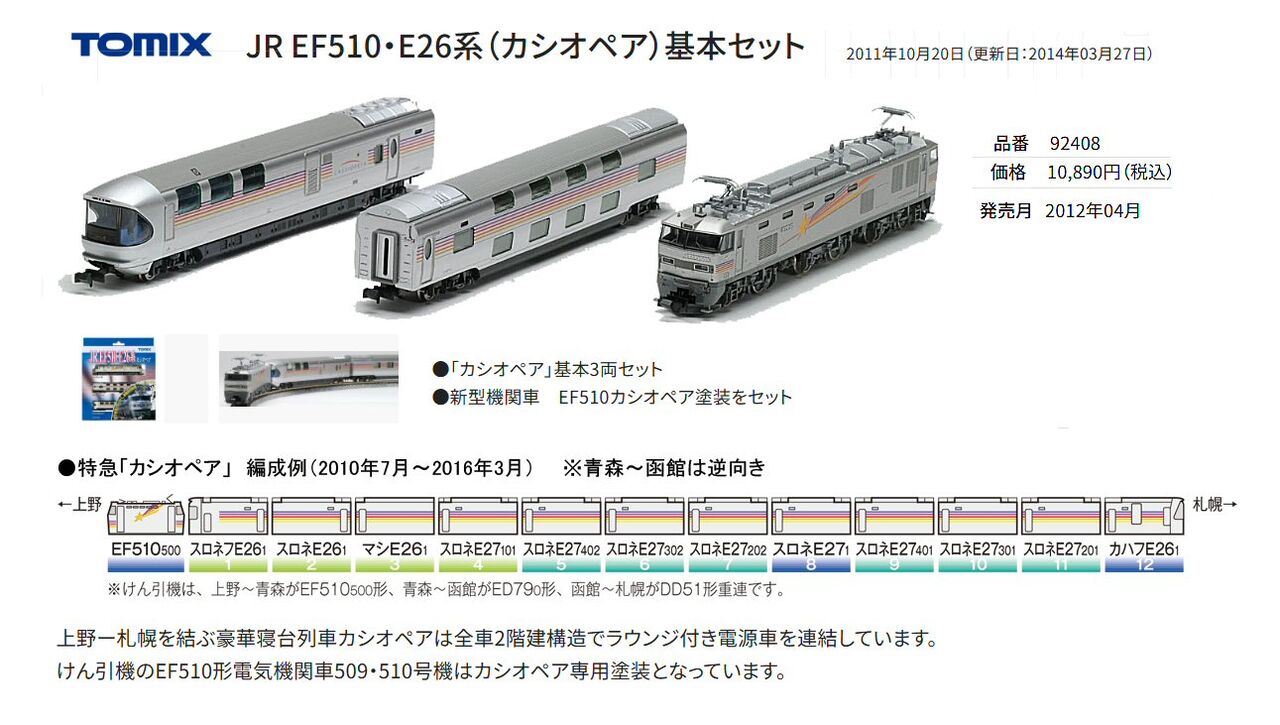 KATO E26系カシオペア11両編成から上り1 : 鉄道模型おもちゃ倶楽部