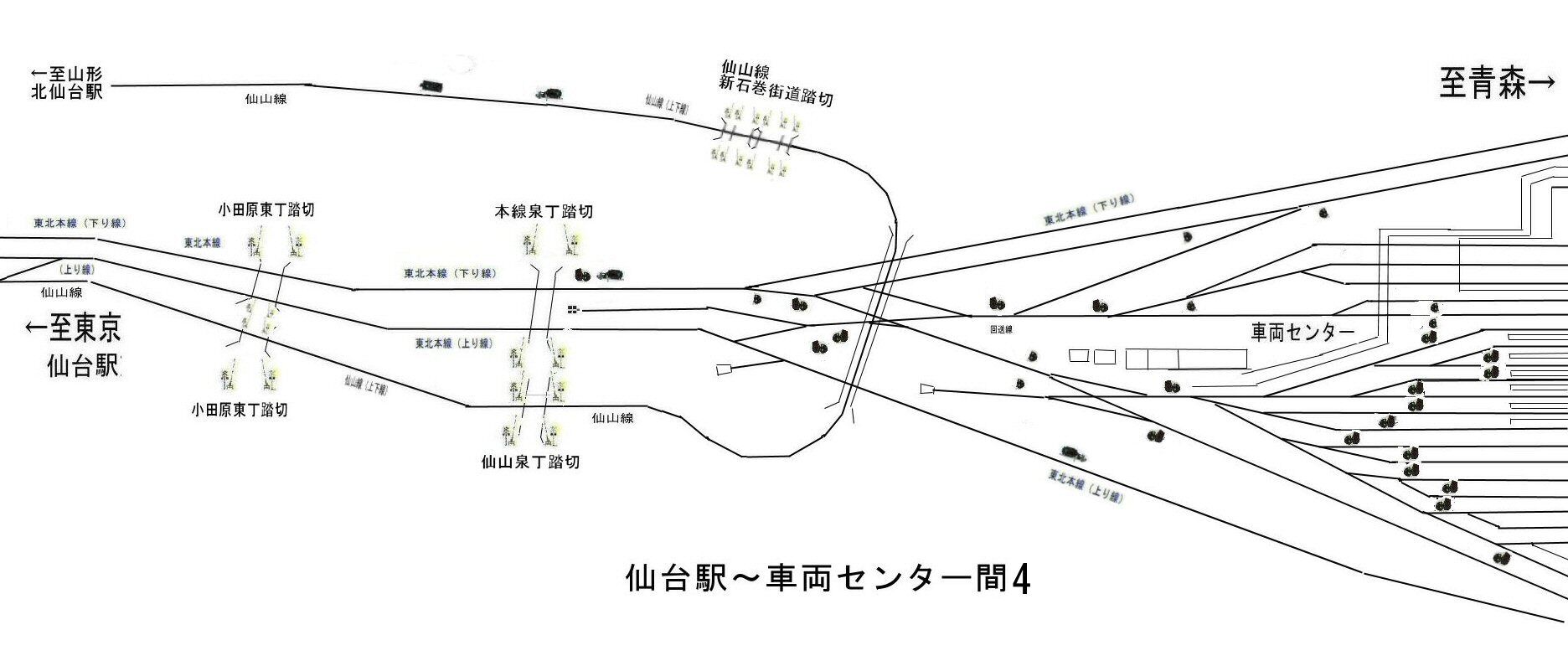 東北本線宮城の踏切番外 路線図b 仮想鉄道塗り絵道場