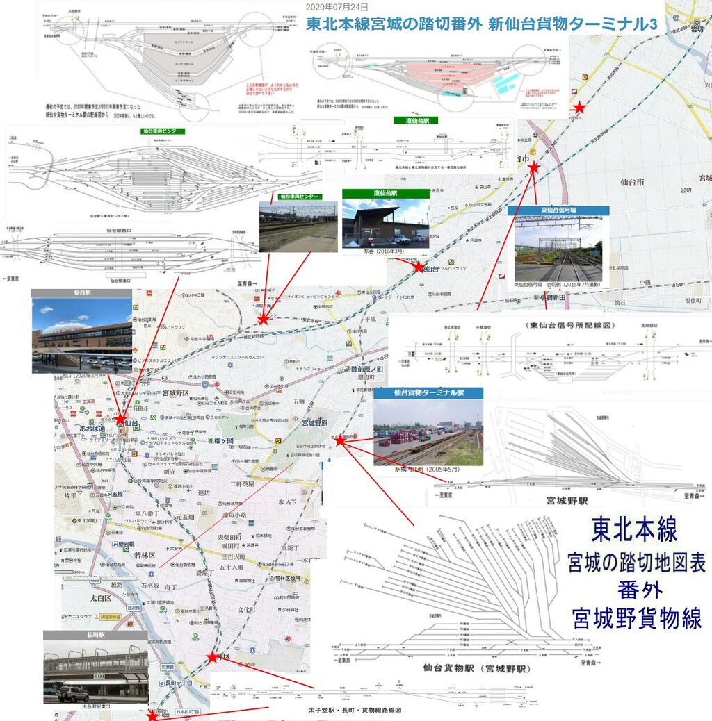 東北本線宮城の踏切地図索引番外宮城野貨物線から 仮想鉄道塗り絵道場