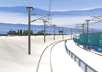 仮想日本海縦幹線雪景色春霞4