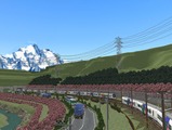 奥中山大カーブ春景色257系-8