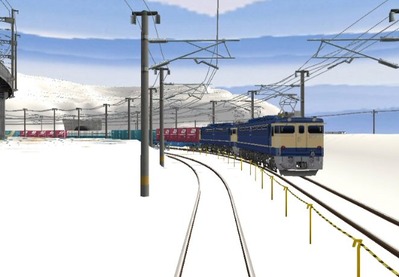 仮想日本海縦幹線雪景色春霞2