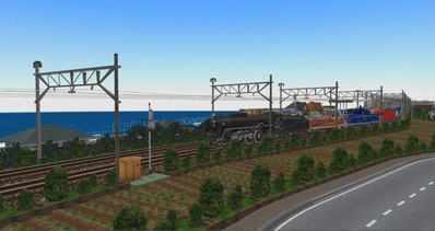 103系15編成並走見張本線下り1V3機関車軍団5