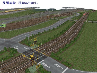 5編成並走スタジアム見張本線踏切AB-1