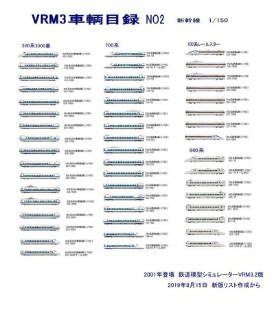 新VRM3車両目録NO2新幹線2