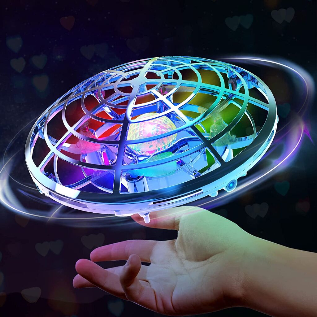 DEERC UFOドローン ジェスチャー制御 室内 LEDライト付き ハンドコントロール 五つのセンサーが搭載 2段階スピード 自動回避機能 自動ホバリング アップグレード版 青の画像