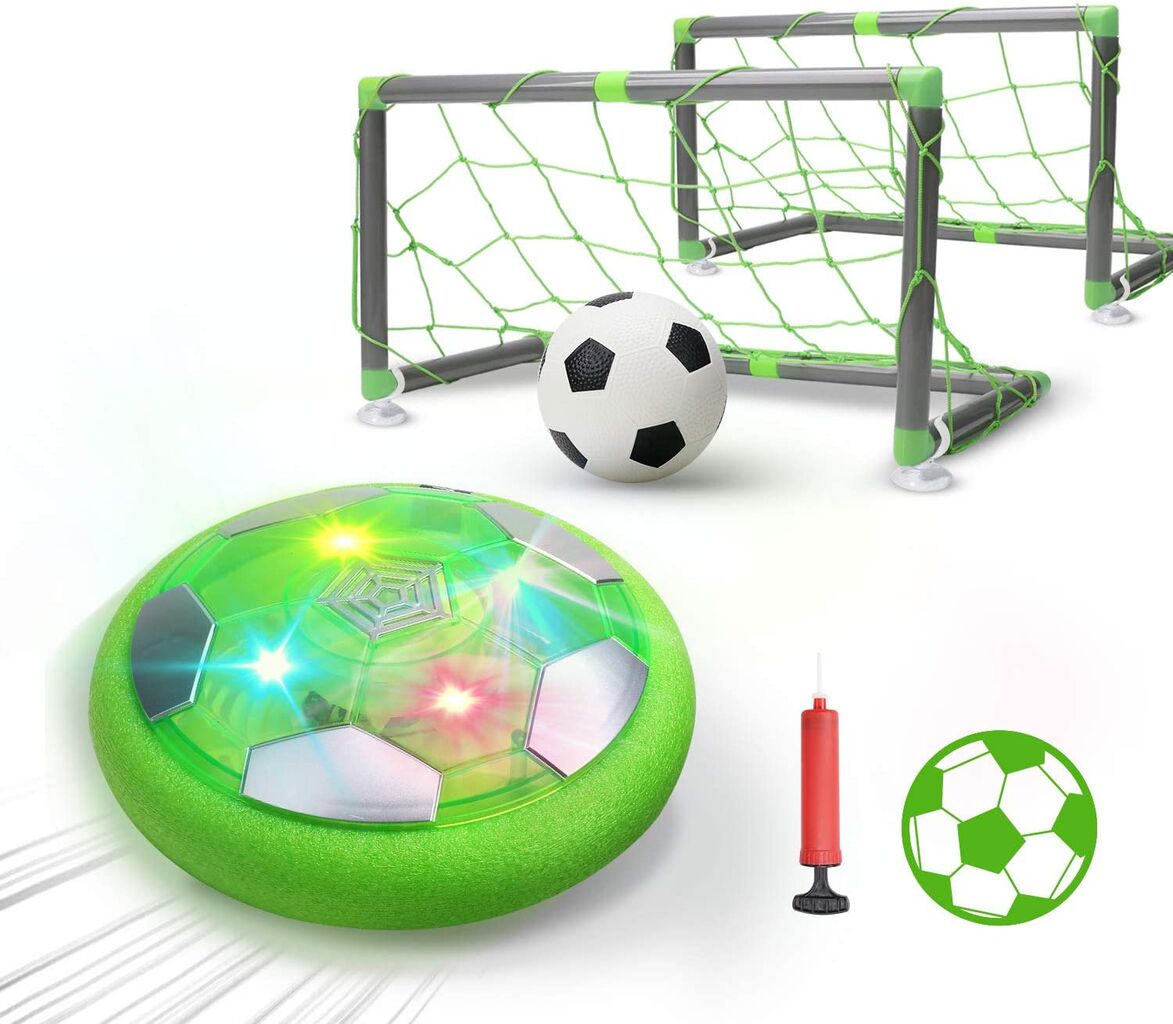 DEERC おもちゃ エアーサッカー サッカーボール 充電式 ホバーサッカー ゴール付き 室内 ボールセット LED付き 浮力 スポーツ KD002 緑の画像